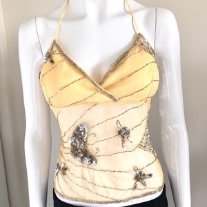 Wet Seal | Tops | Gold Halter Top With Beads And Sequin Wet Seal | Poshmark